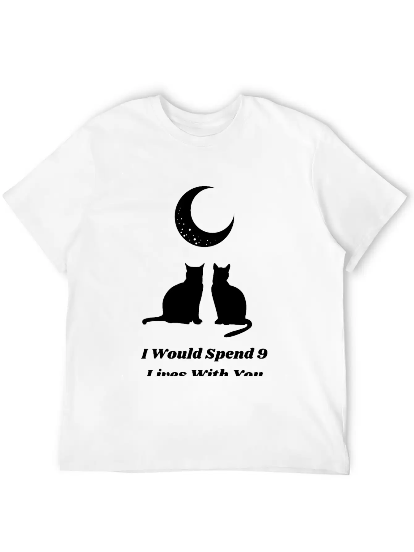 Moon Cat Love Unisex Short Sleeve Soft Cotton T-Shirt – Casual Everyday Wear