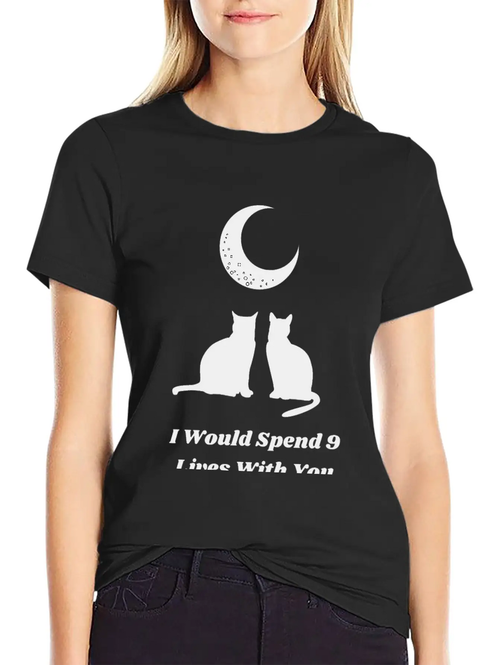 Moon Cat Love Unisex Short Sleeve Soft Cotton T-Shirt – Casual Everyday Wear