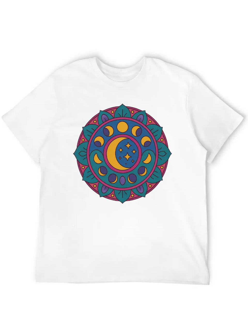 Moon Cycles Mandala Essential Cotton Tee For Daily Outfits – Unisex Style