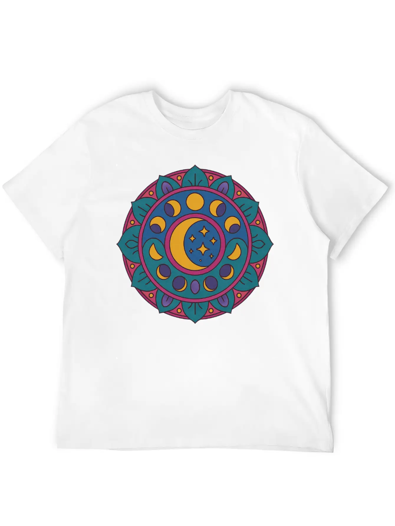 Moon Cycles Mandala Essential Cotton Tee For Daily Outfits – Unisex Style