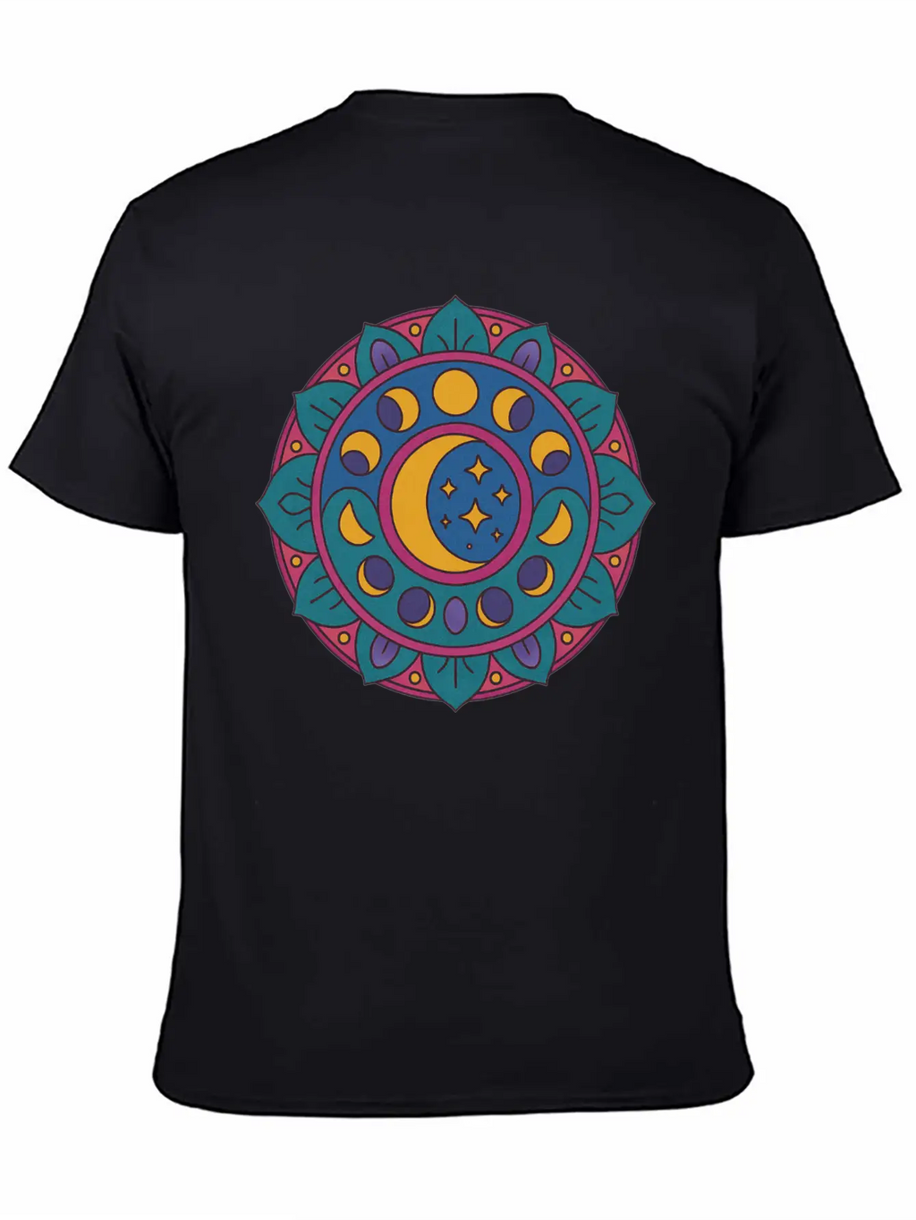 Moon Cycles Mandala Essential Cotton Tee For Daily Outfits – Unisex Style
