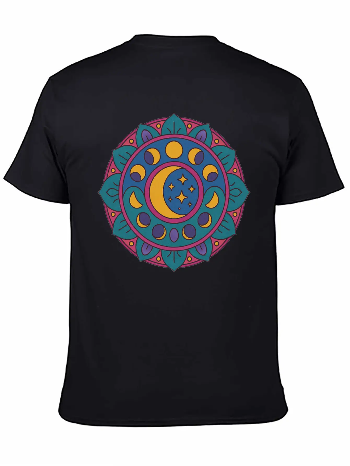 Moon Cycles Mandala Essential Cotton Tee For Daily Outfits – Unisex Style