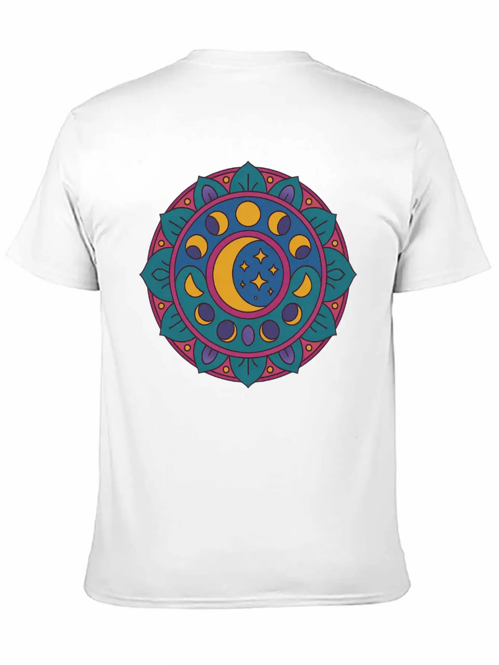 Moon Cycles Mandala Essential Cotton Tee For Daily Outfits – Unisex Style