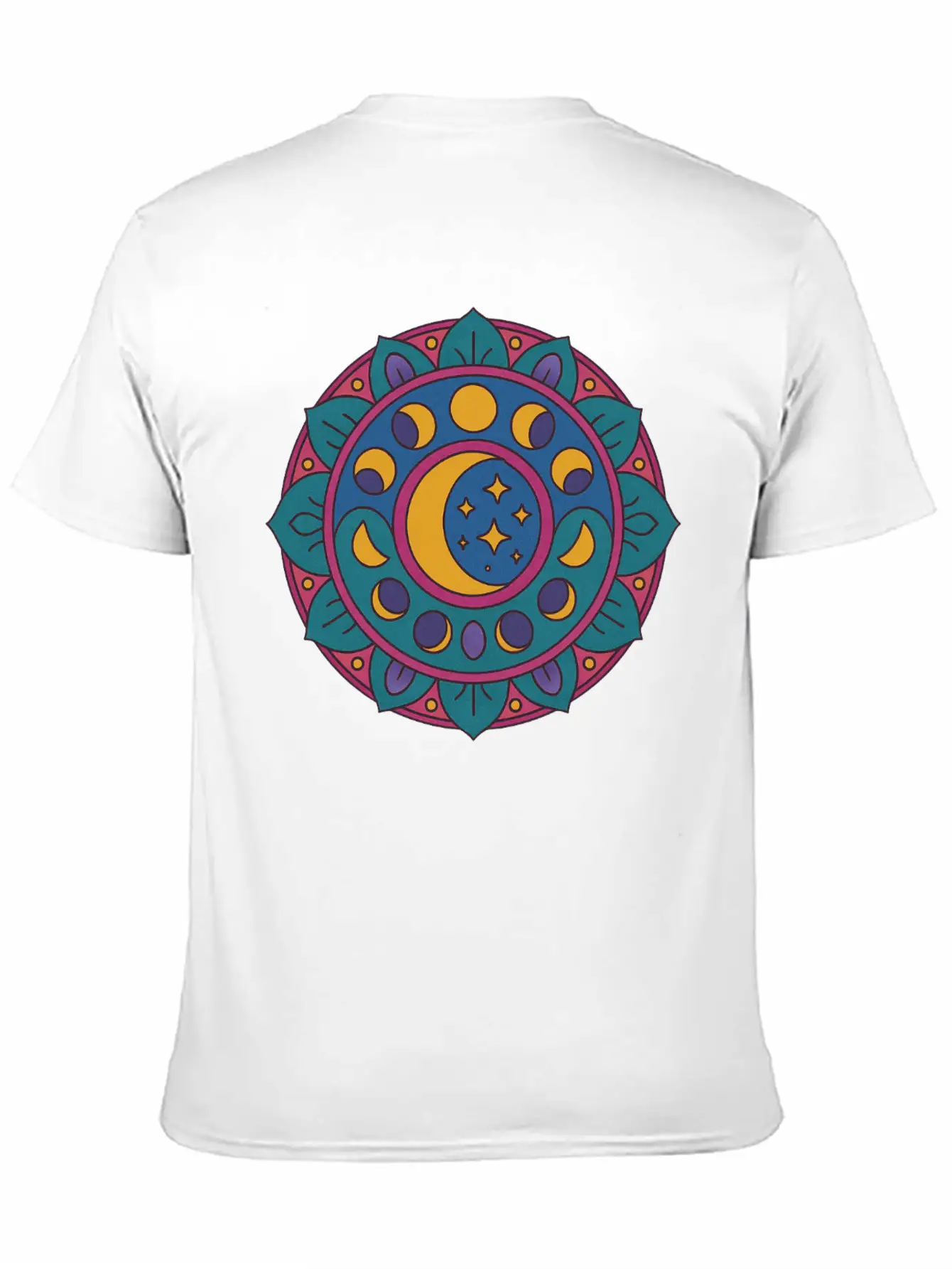 Moon Cycles Mandala Essential Cotton Tee For Daily Outfits – Unisex Style
