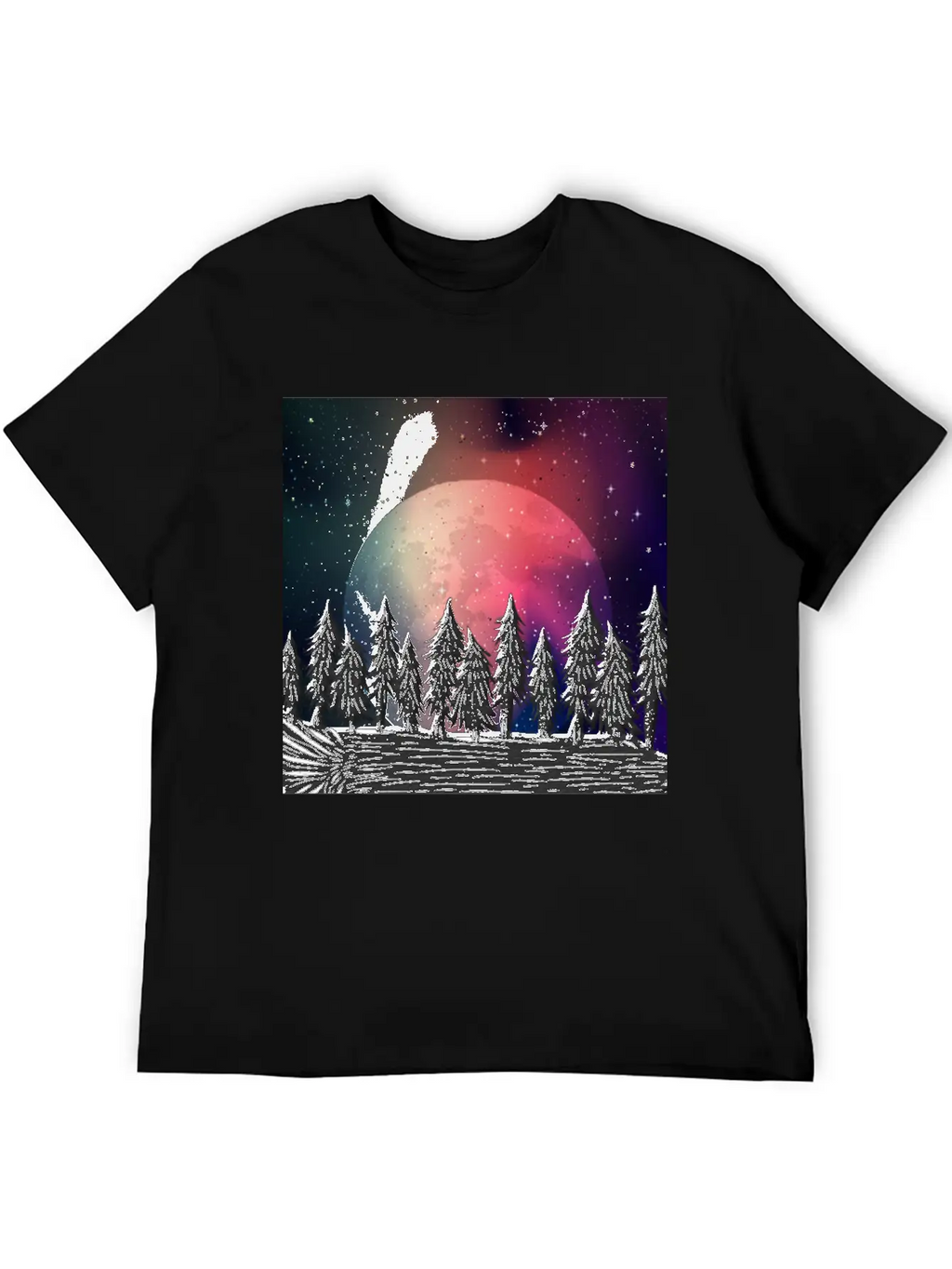 Moon Forest Polar Aurora Borealis North Pool Breathable Soft Cotton T-Shirt – Timeless Casual Look