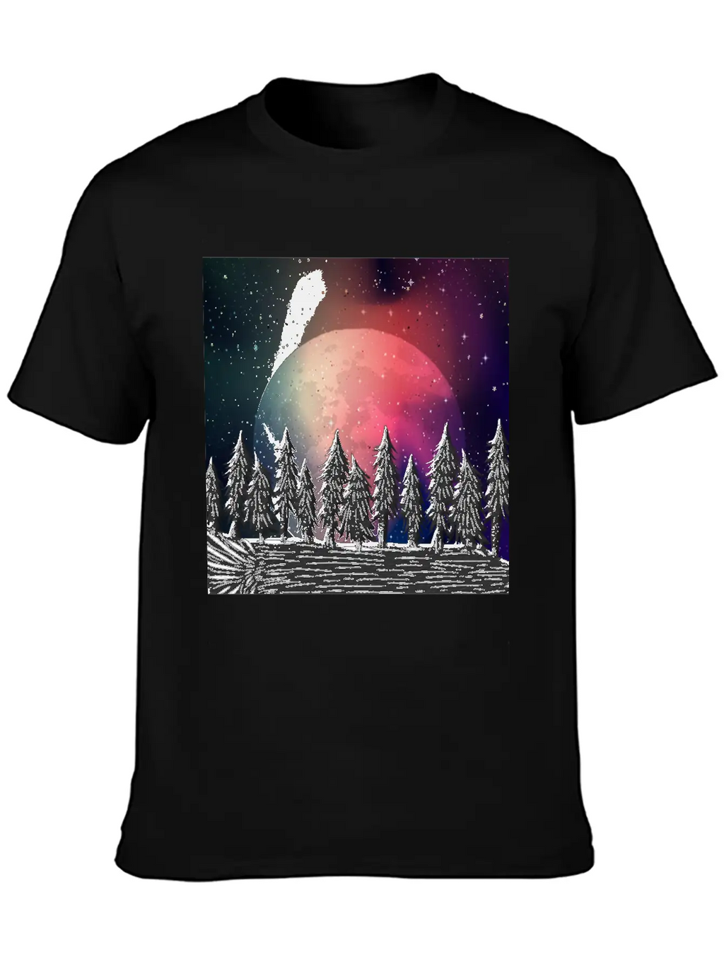 Moon Forest Polar Aurora Borealis North Pool Breathable Soft Cotton T-Shirt – Timeless Casual Look