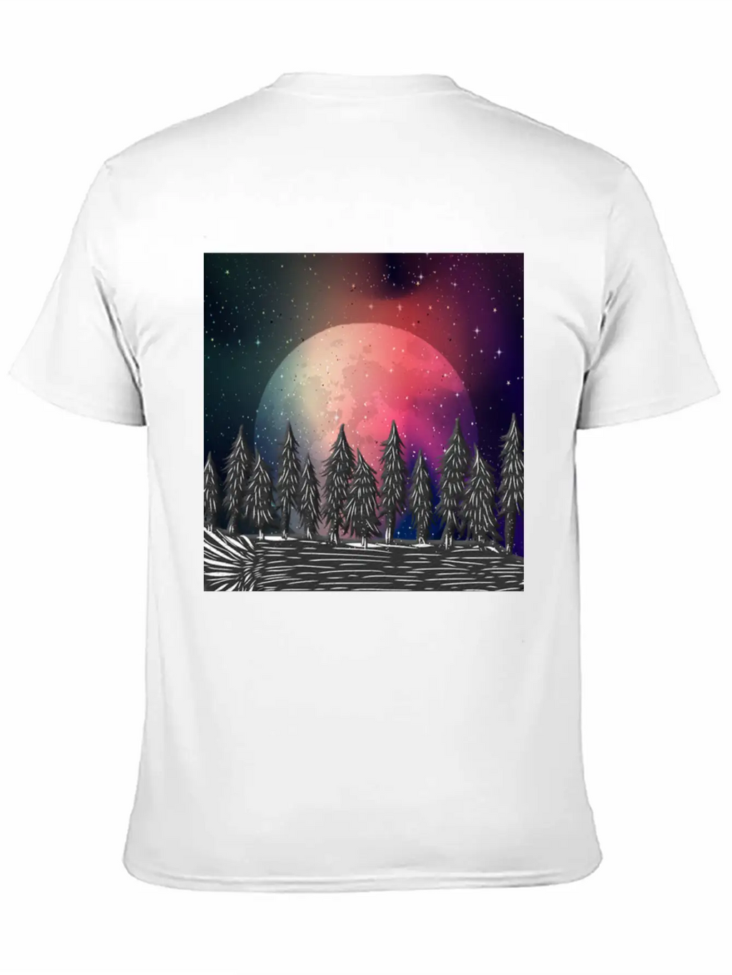 Moon Forest Polar Aurora Borealis North Pool Breathable Soft Cotton T-Shirt – Timeless Casual Look