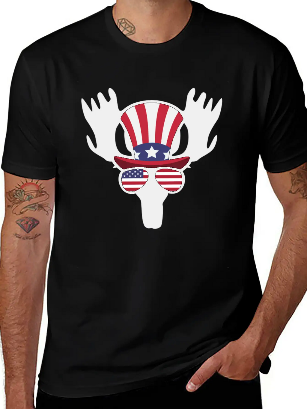 Moose Happy 4th Of July Stylish Everyday T-Shirt – Unisex Basic Cotton Tee