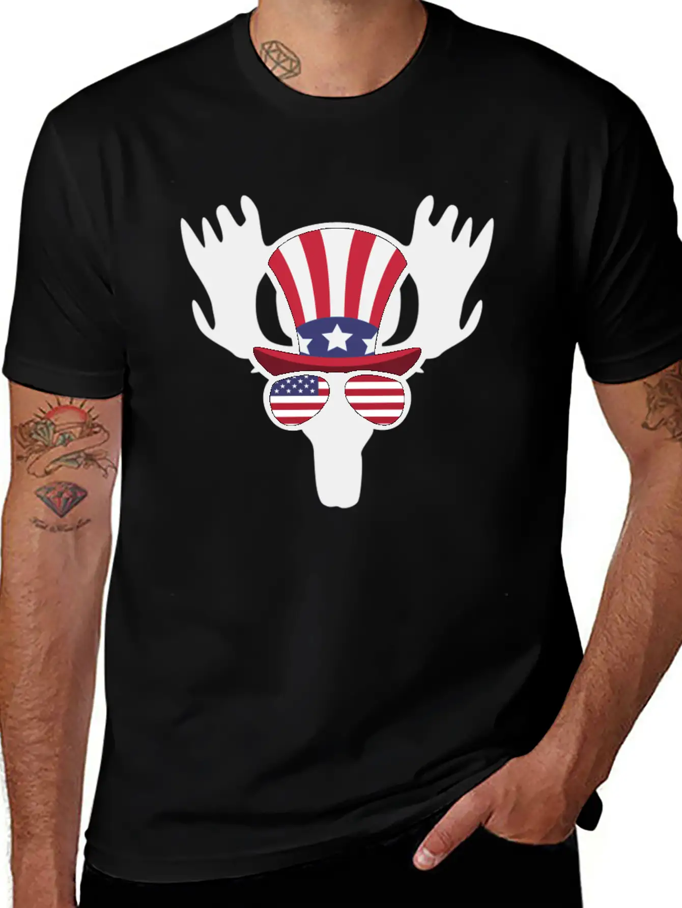 Moose Happy 4th Of July Stylish Everyday T-Shirt – Unisex Basic Cotton Tee