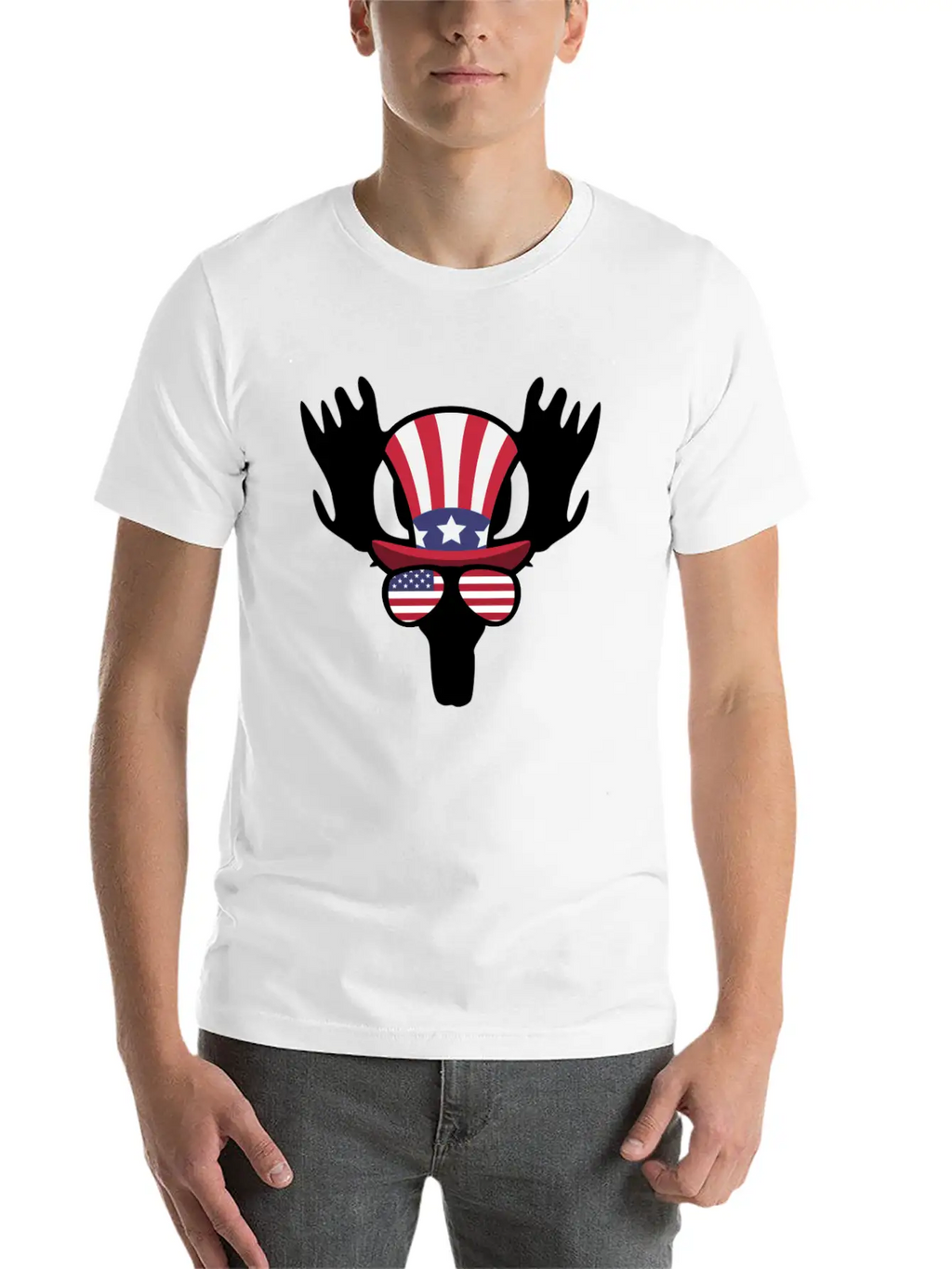 Moose Happy 4th Of July Stylish Everyday T-Shirt – Unisex Basic Cotton Tee