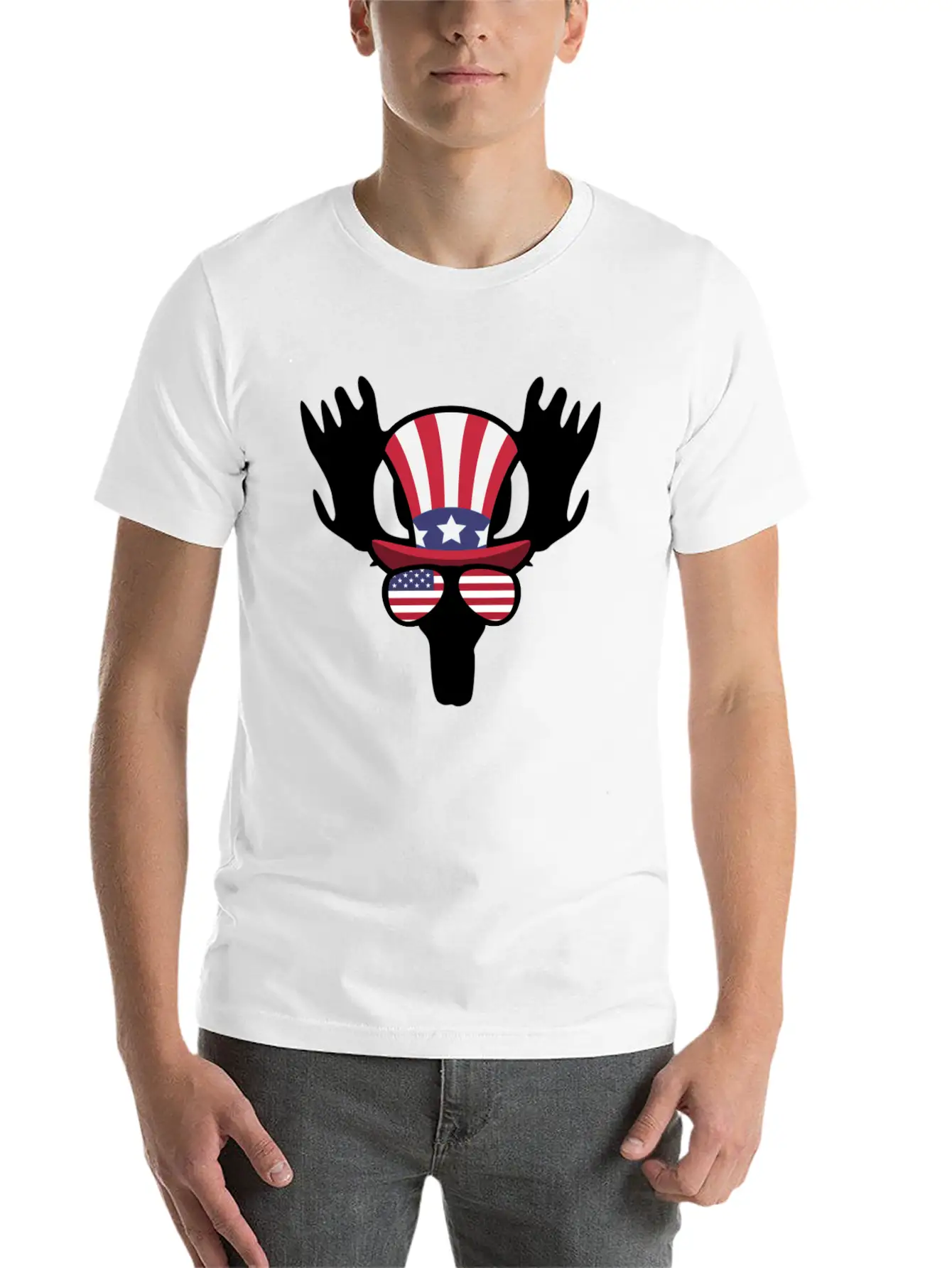 Moose Happy 4th Of July Stylish Everyday T-Shirt – Unisex Basic Cotton Tee