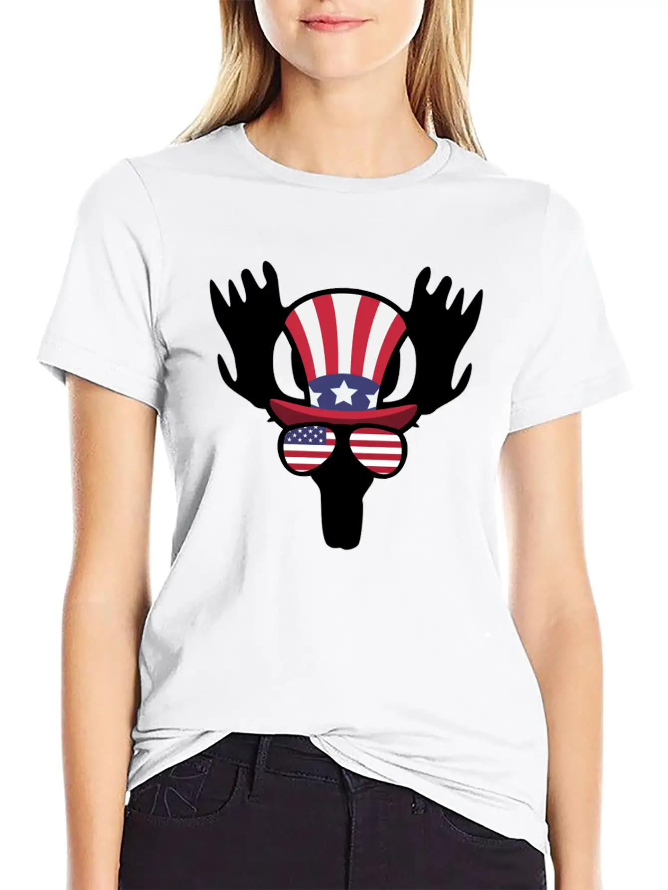 Moose Happy 4th Of July Stylish Everyday T-Shirt – Unisex Basic Cotton Tee