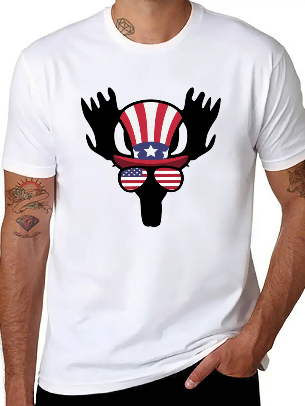 Moose Happy 4th Of July Stylish Everyday T-Shirt – Unisex Basic Cotton Tee