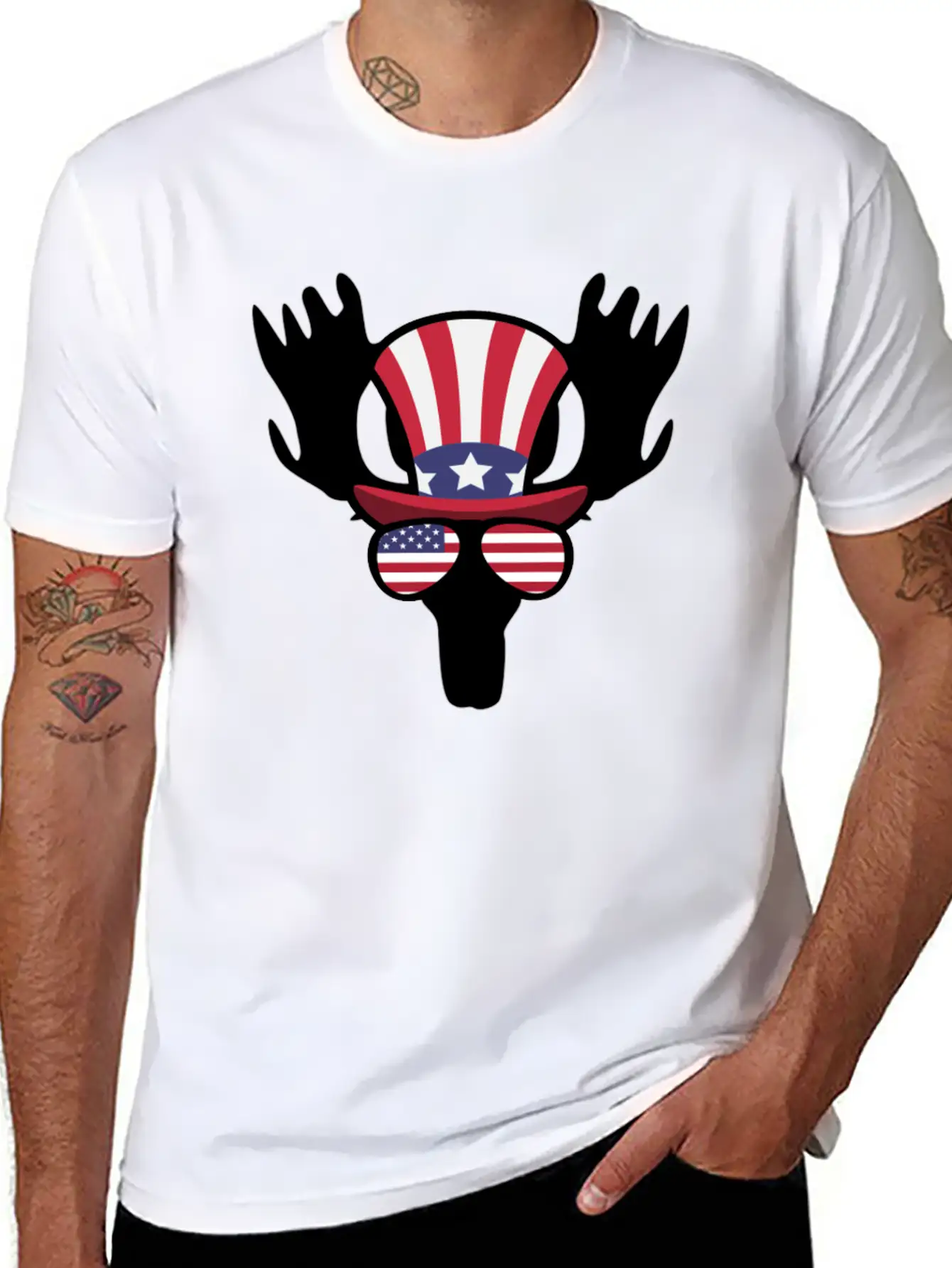 Moose Happy 4th Of July Stylish Everyday T-Shirt – Unisex Basic Cotton Tee
