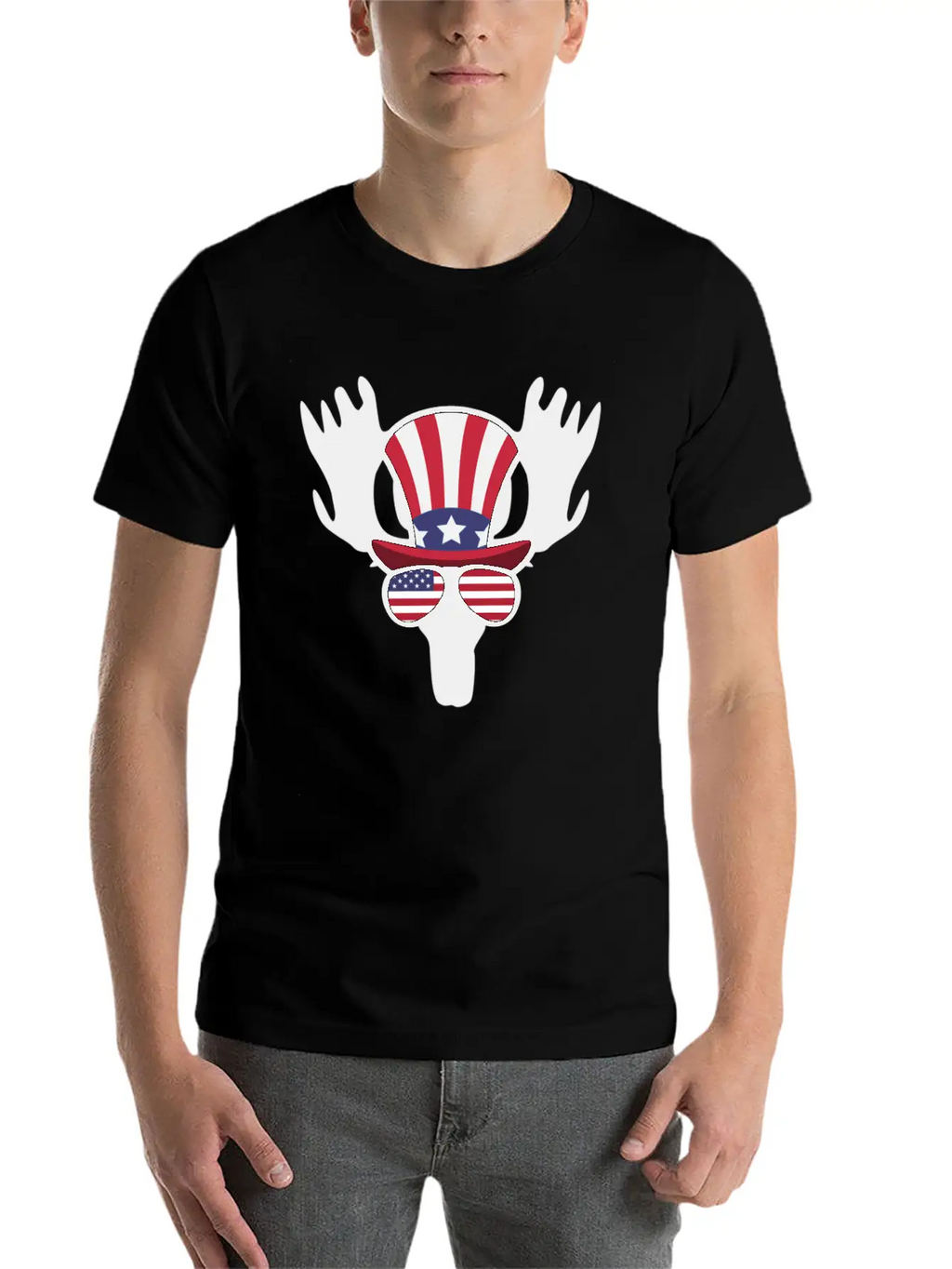 Moose Happy 4th Of July Stylish Everyday T-Shirt – Unisex Basic Cotton Tee