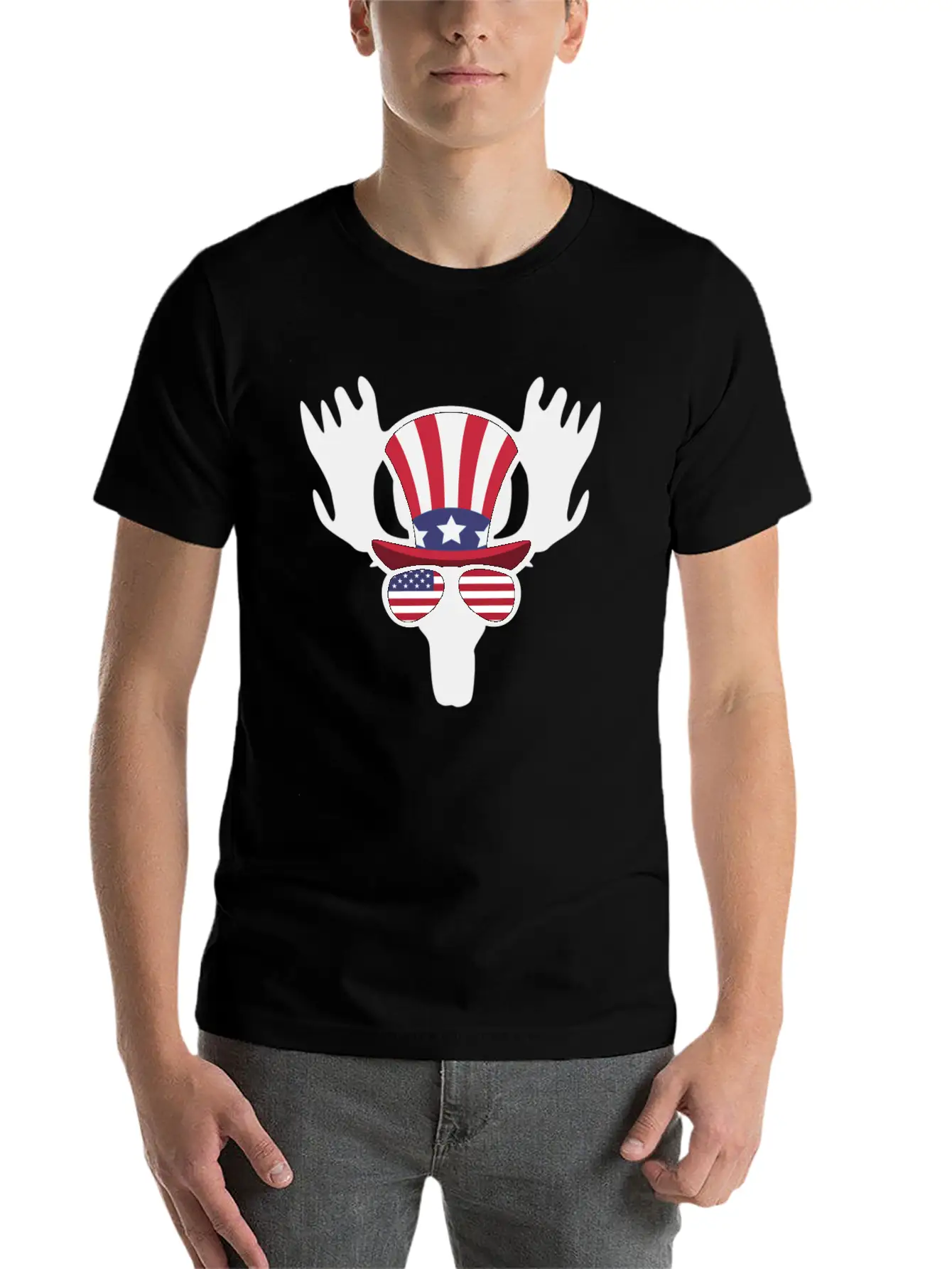 Moose Happy 4th Of July Stylish Everyday T-Shirt – Unisex Basic Cotton Tee