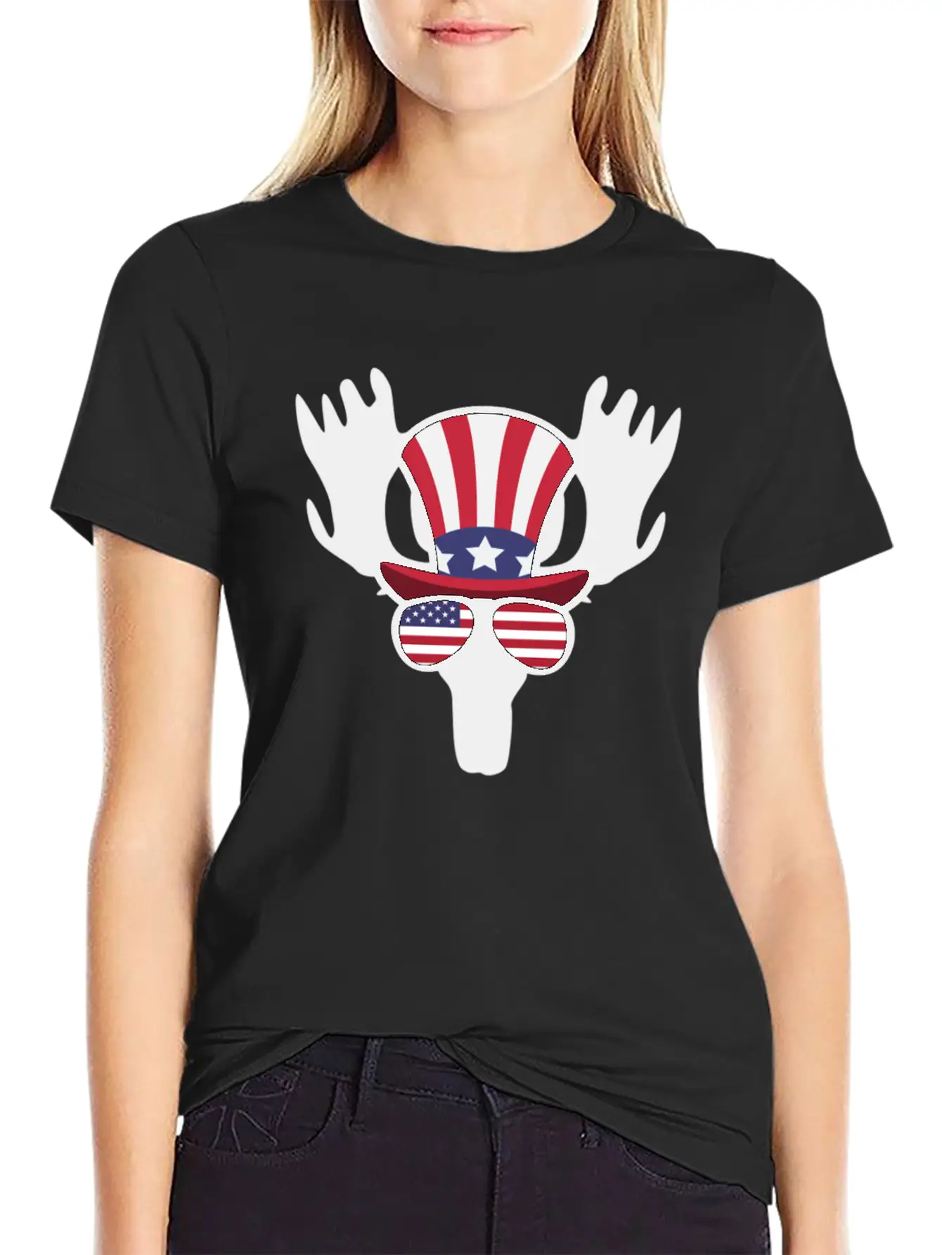 Moose Happy 4th Of July Stylish Everyday T-Shirt – Unisex Basic Cotton Tee