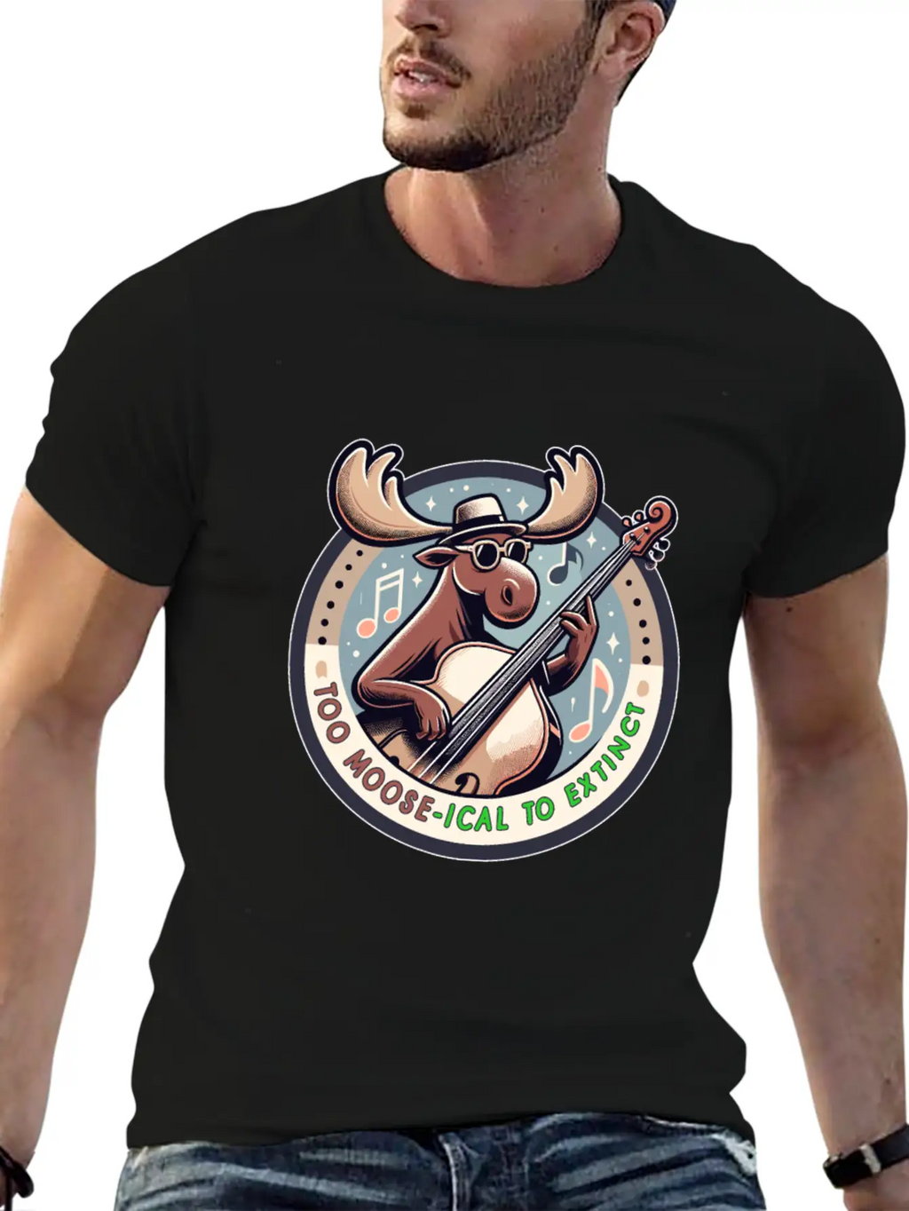 Mooseical Maestro, Strumming Strings Unisex Casual T-Shirt – Clean Design For Daily Comfort