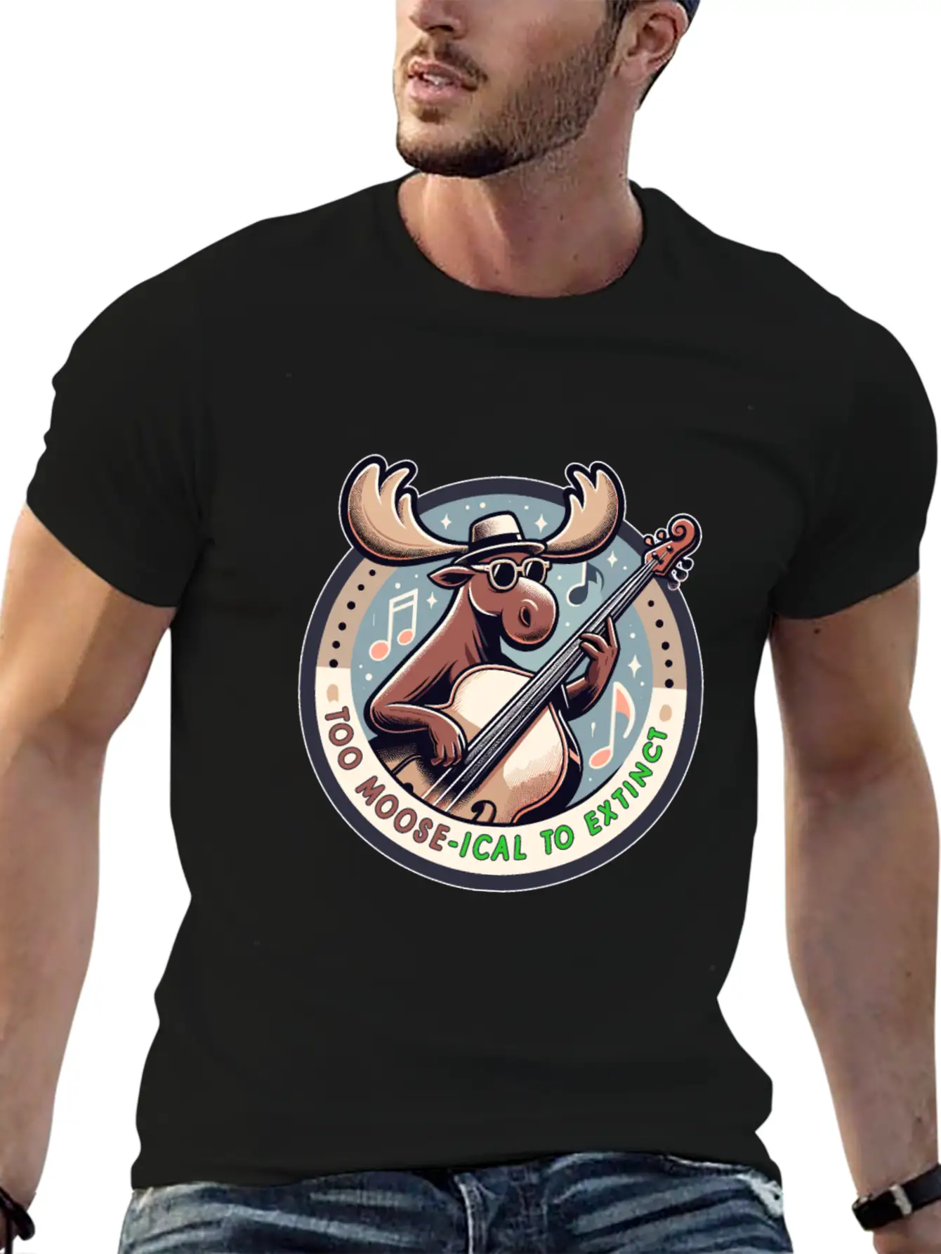 Mooseical Maestro, Strumming Strings Unisex Casual T-Shirt – Clean Design For Daily Comfort