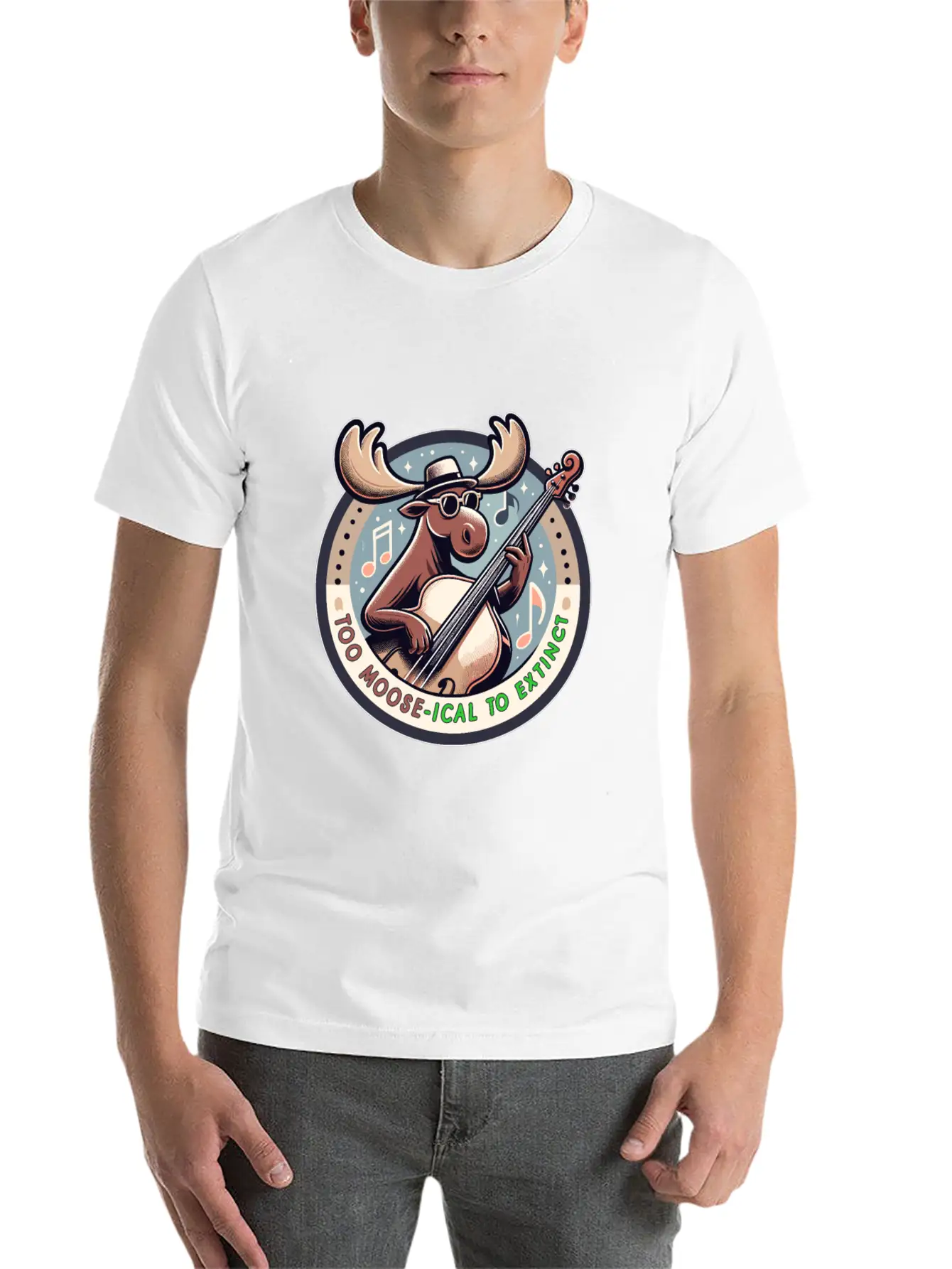 Mooseical Maestro, Strumming Strings Unisex Casual T-Shirt – Clean Design For Daily Comfort