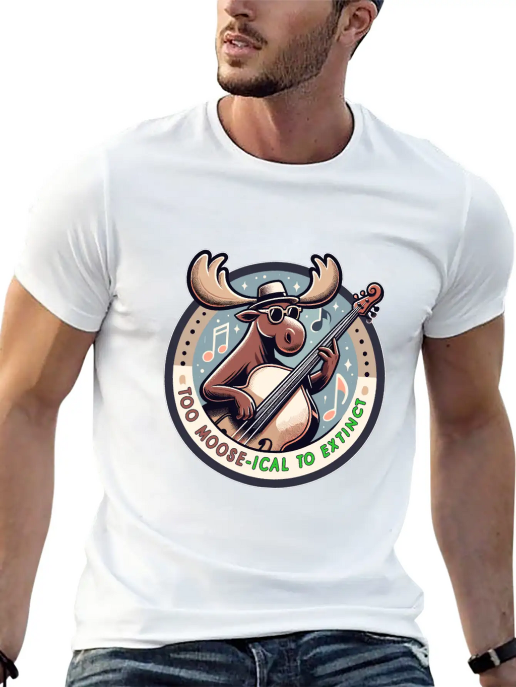 Mooseical Maestro, Strumming Strings Unisex Casual T-Shirt – Clean Design For Daily Comfort