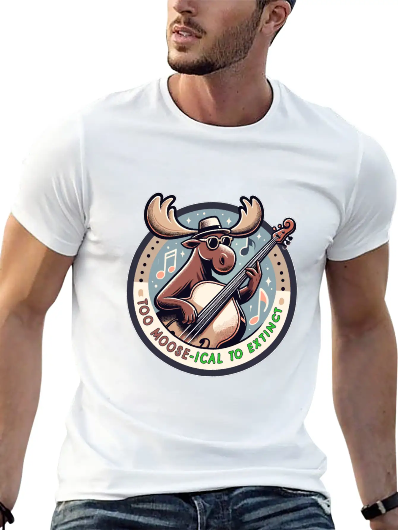 Mooseical Maestro, Strumming Strings Unisex Casual T-Shirt – Clean Design For Daily Comfort