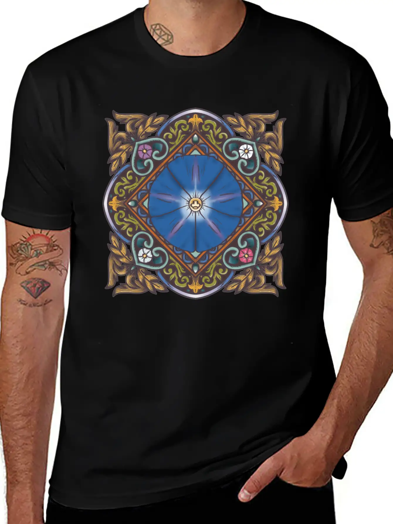 Morning Glory Mandala Breathable Soft Cotton T-Shirt – Timeless Casual Look