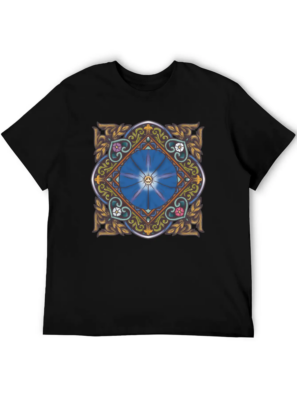 Morning Glory Mandala Breathable Soft Cotton T-Shirt – Timeless Casual Look