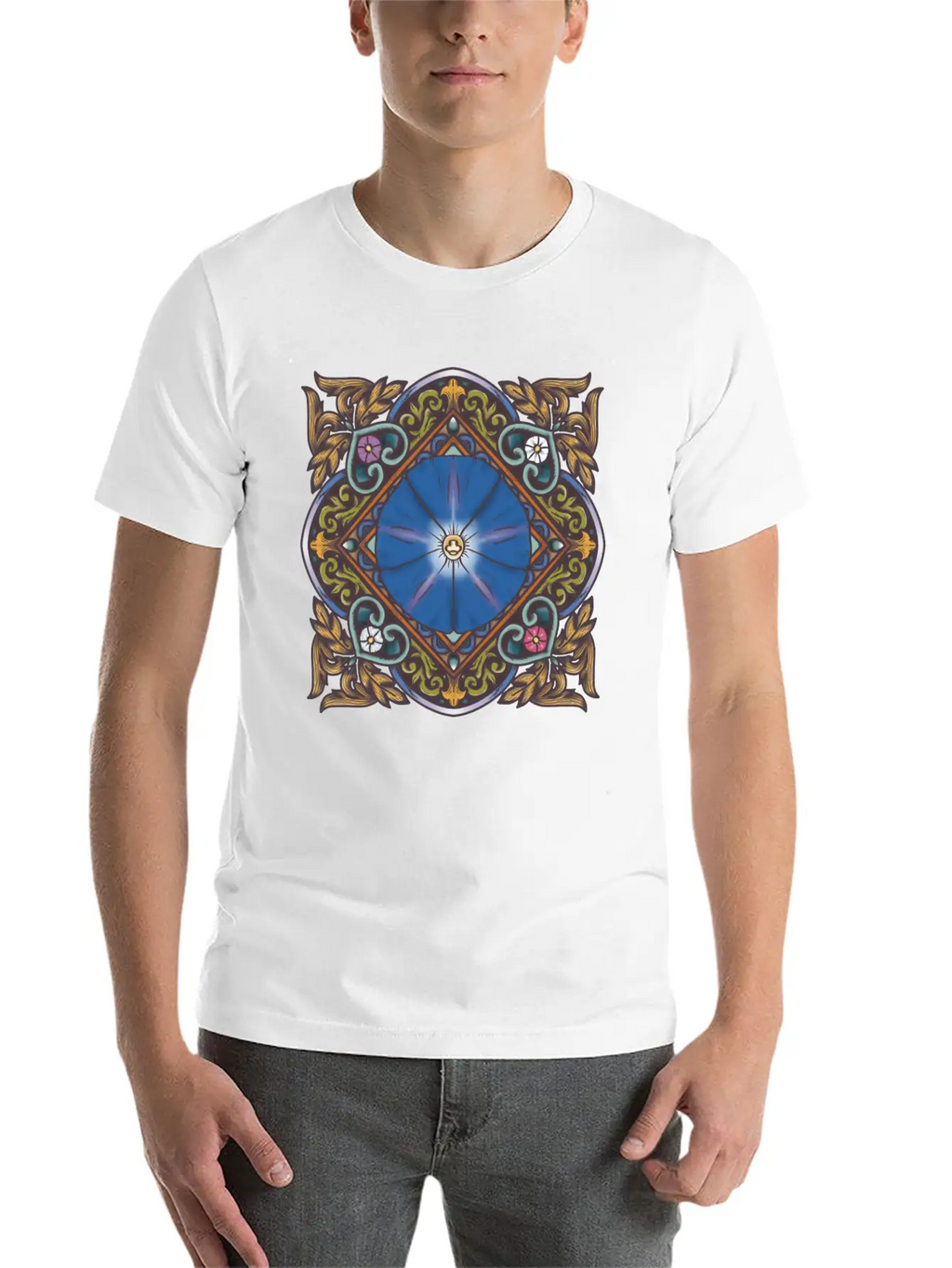 Morning Glory Mandala Breathable Soft Cotton T-Shirt – Timeless Casual Look