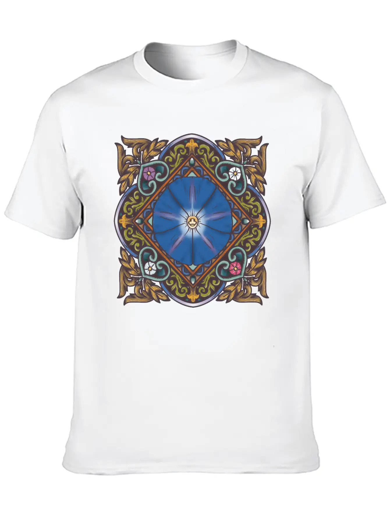 Morning Glory Mandala Breathable Soft Cotton T-Shirt – Timeless Casual Look