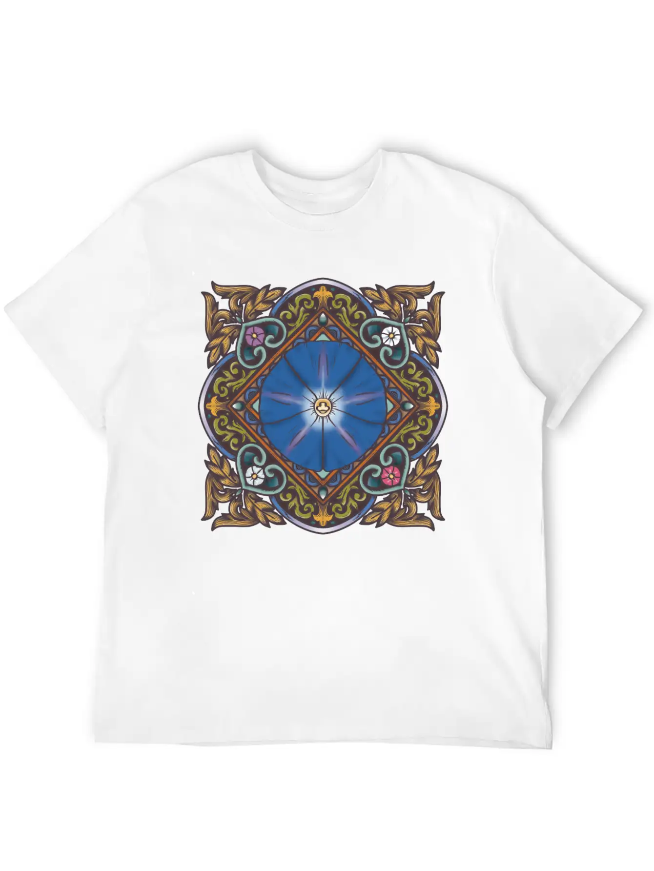 Morning Glory Mandala Breathable Soft Cotton T-Shirt – Timeless Casual Look