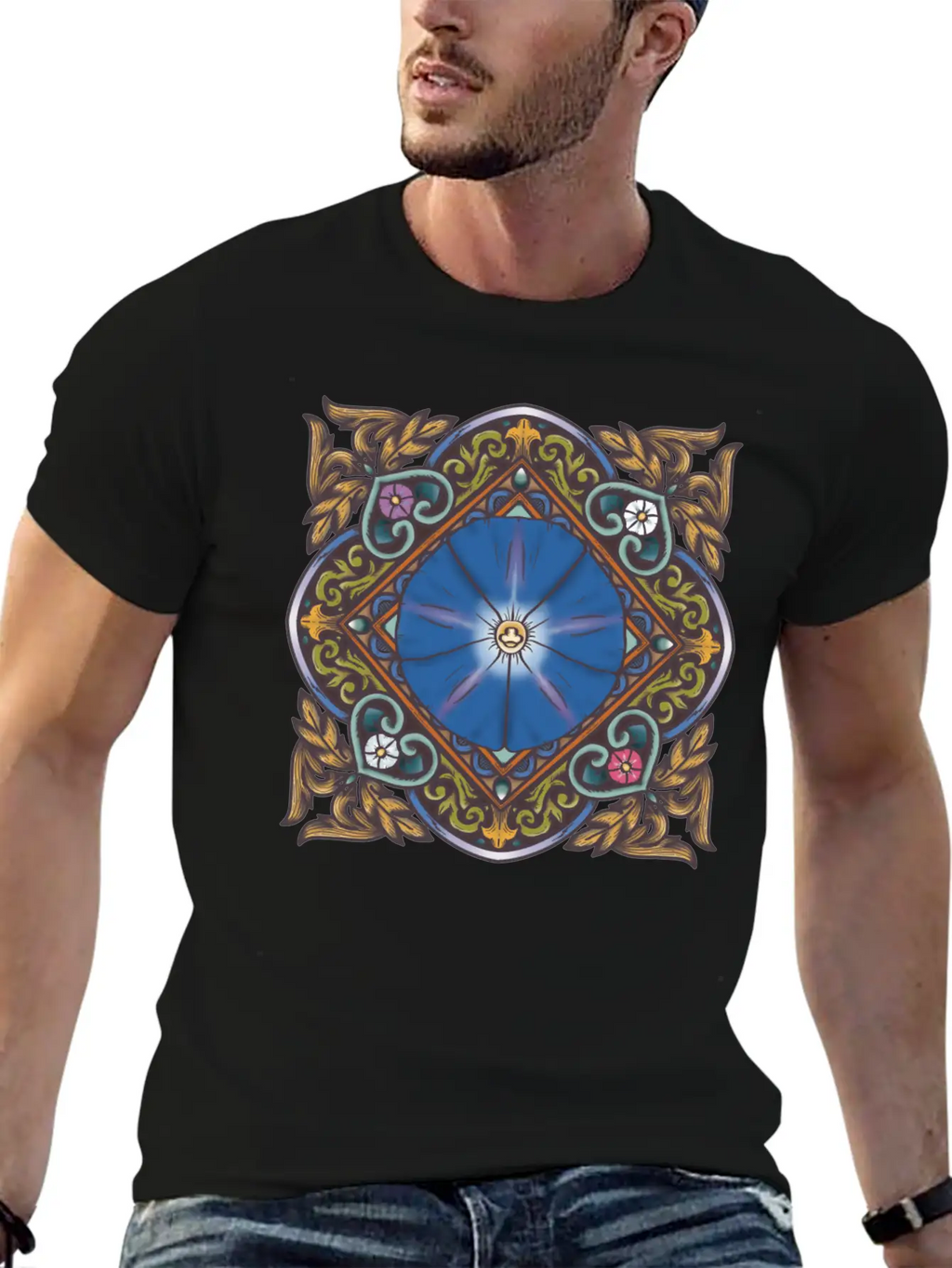 Morning Glory Mandala Breathable Soft Cotton T-Shirt – Timeless Casual Look