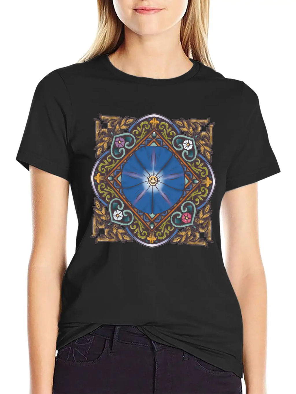 Morning Glory Mandala Breathable Soft Cotton T-Shirt – Timeless Casual Look
