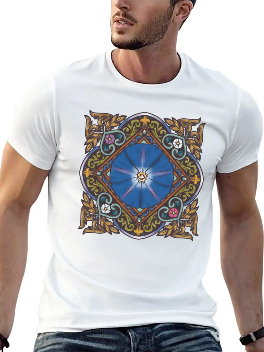 Morning Glory Mandala Breathable Soft Cotton T-Shirt – Timeless Casual Look