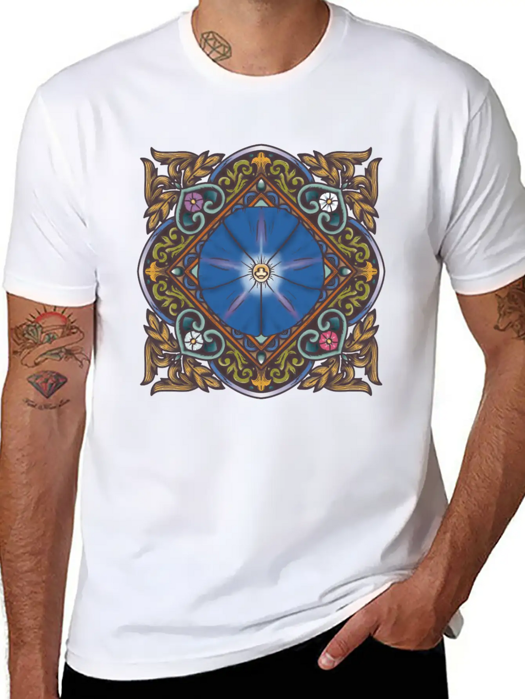 Morning Glory Mandala Breathable Soft Cotton T-Shirt – Timeless Casual Look