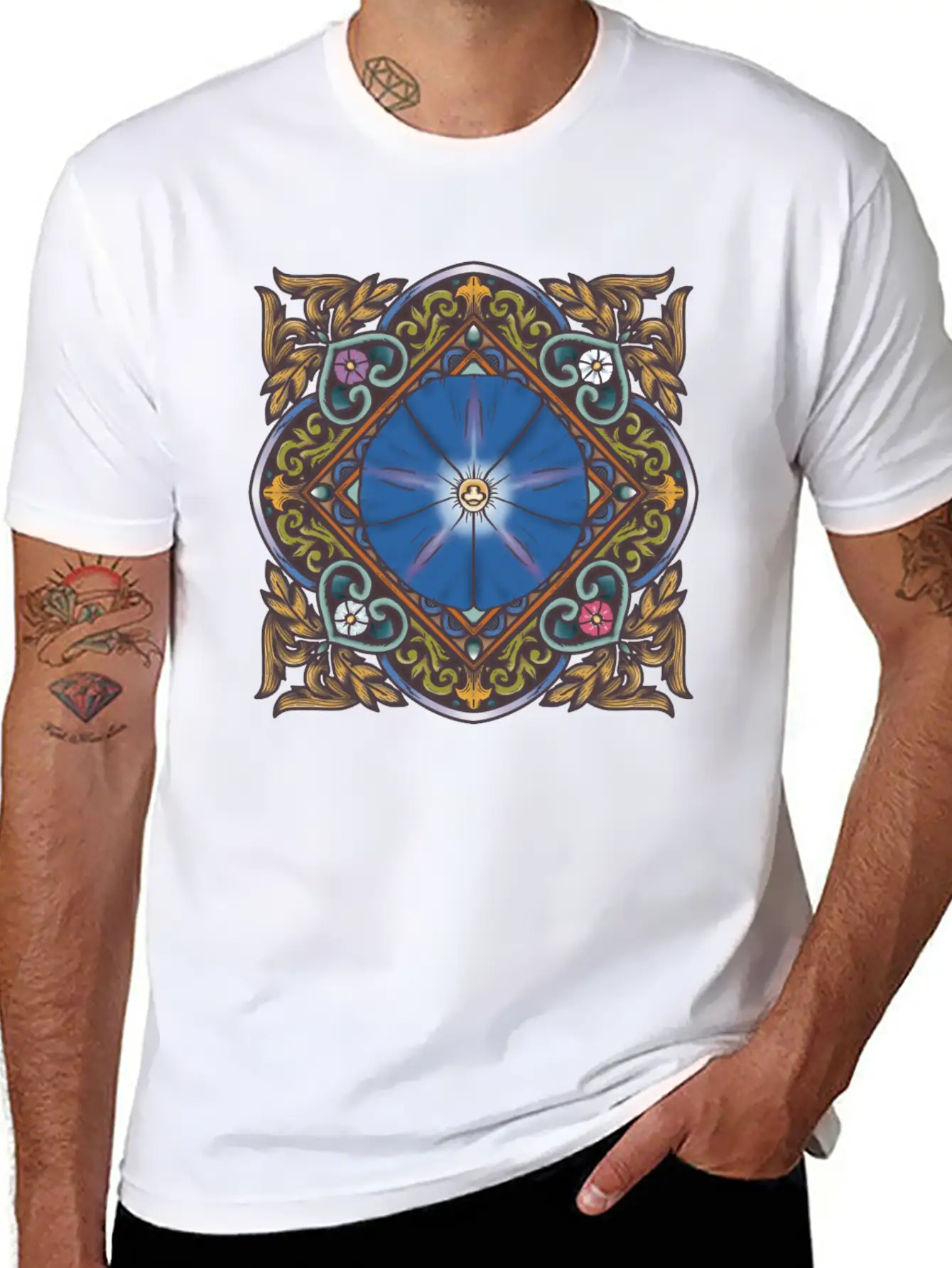 Morning Glory Mandala Breathable Soft Cotton T-Shirt – Timeless Casual Look