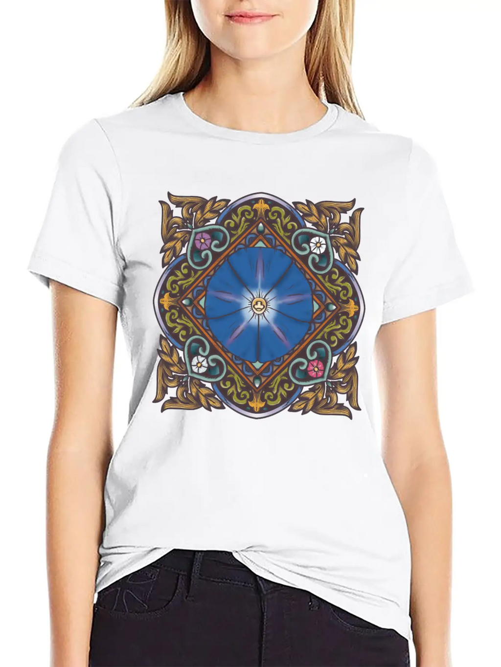 Morning Glory Mandala Breathable Soft Cotton T-Shirt – Timeless Casual Look