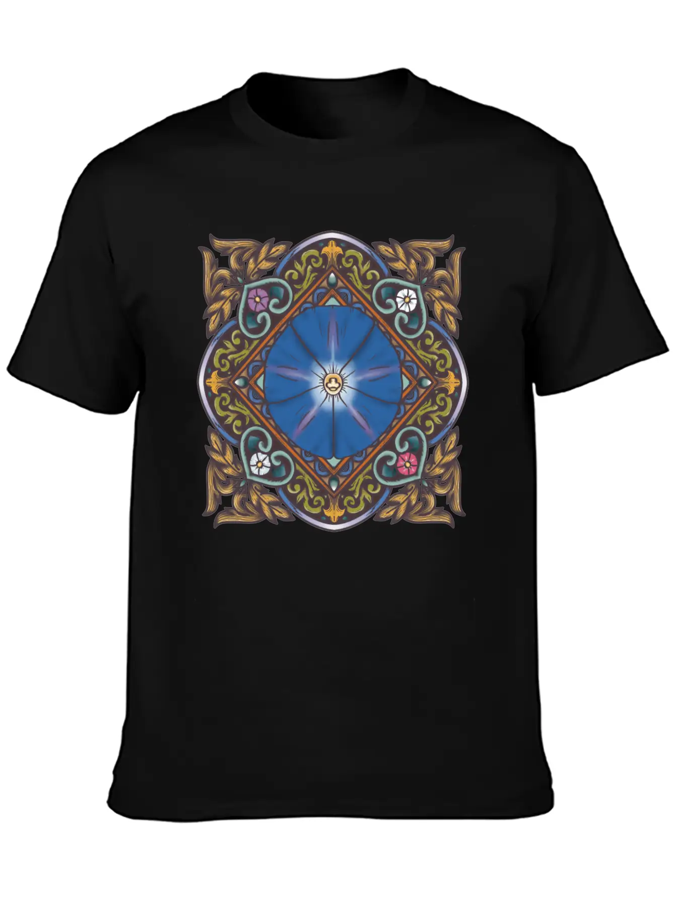 Morning Glory Mandala Breathable Soft Cotton T-Shirt – Timeless Casual Look