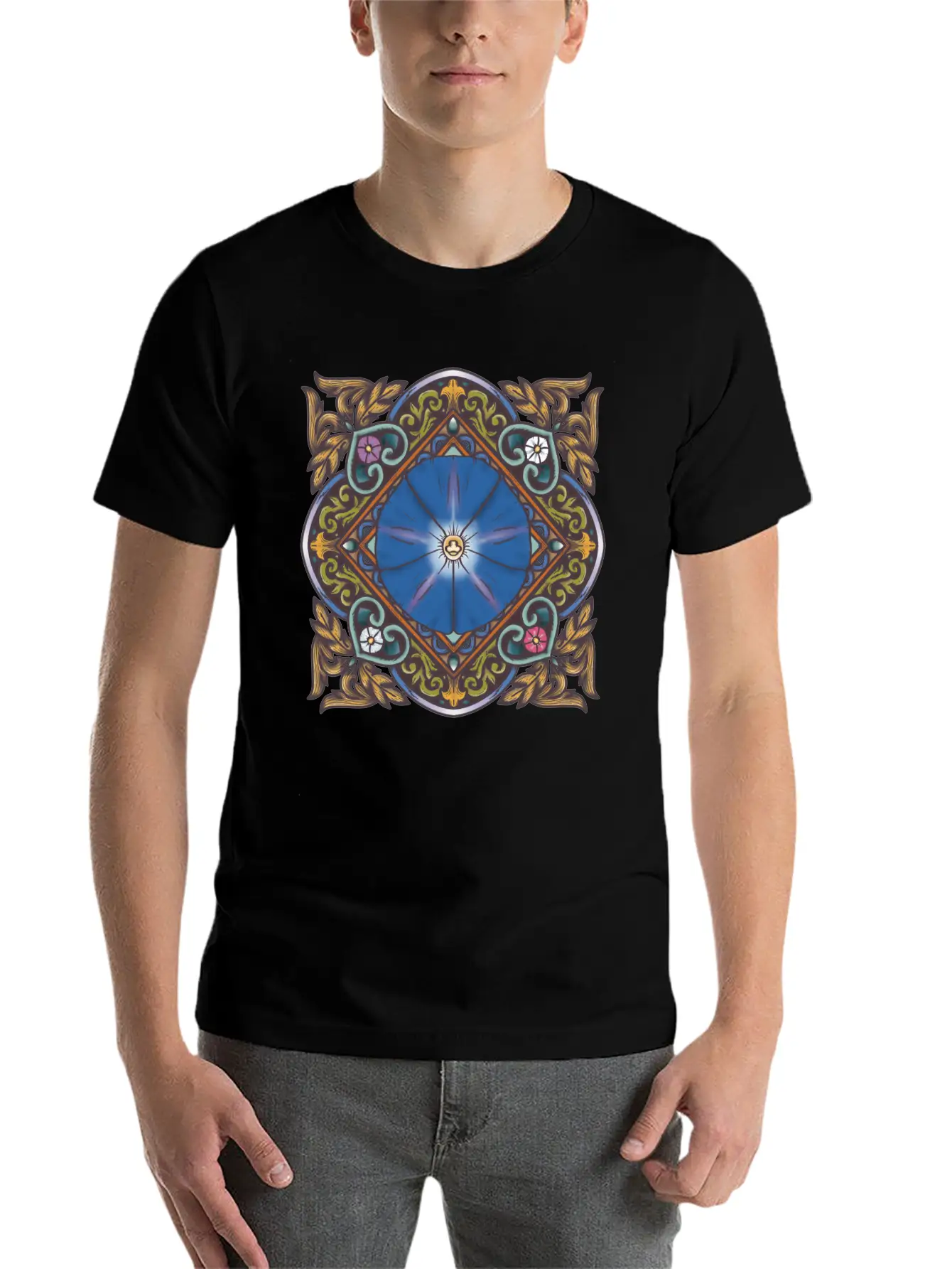 Morning Glory Mandala Breathable Soft Cotton T-Shirt – Timeless Casual Look
