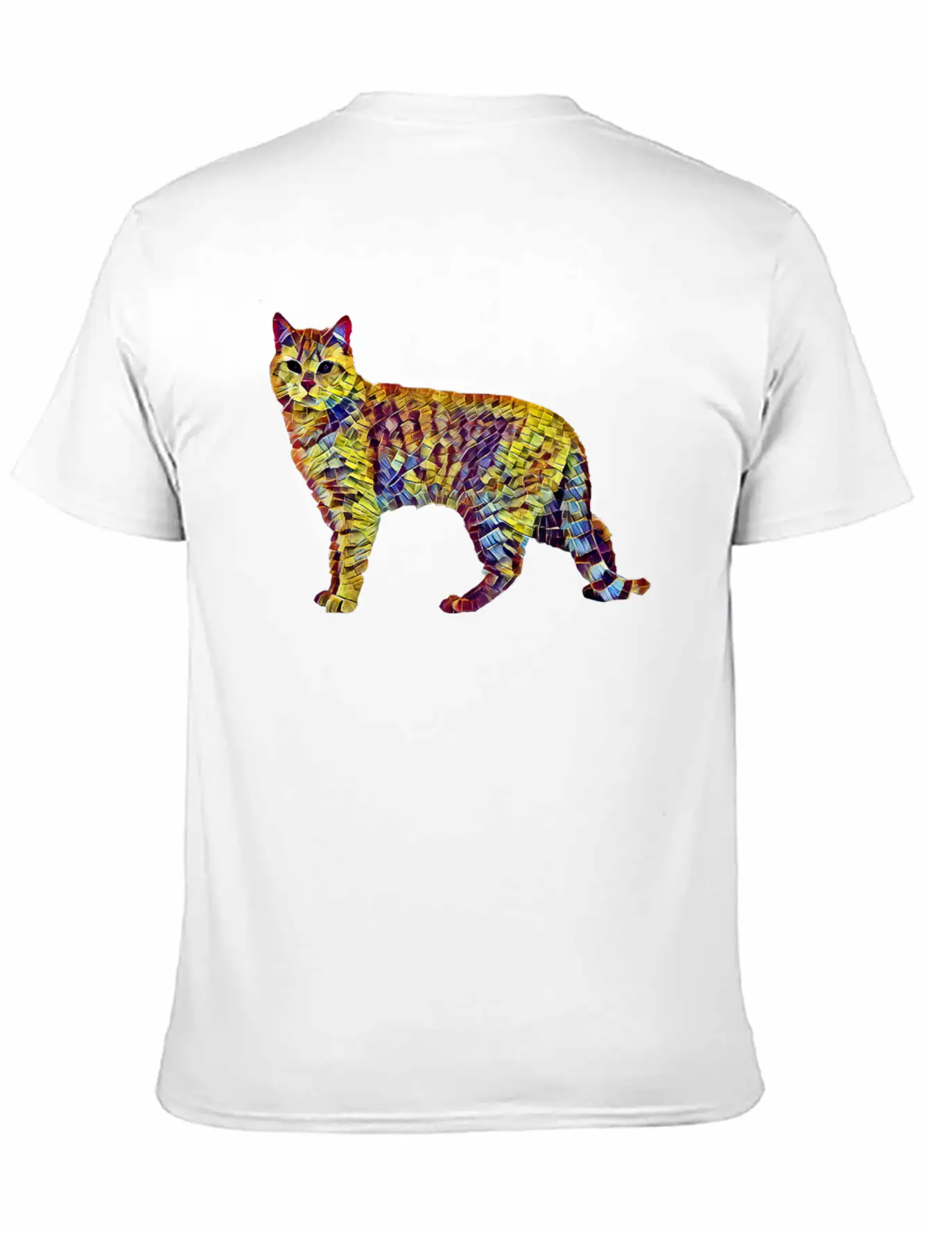 Mosaic Cat Breathable Soft Cotton T-Shirt – Timeless Casual Look