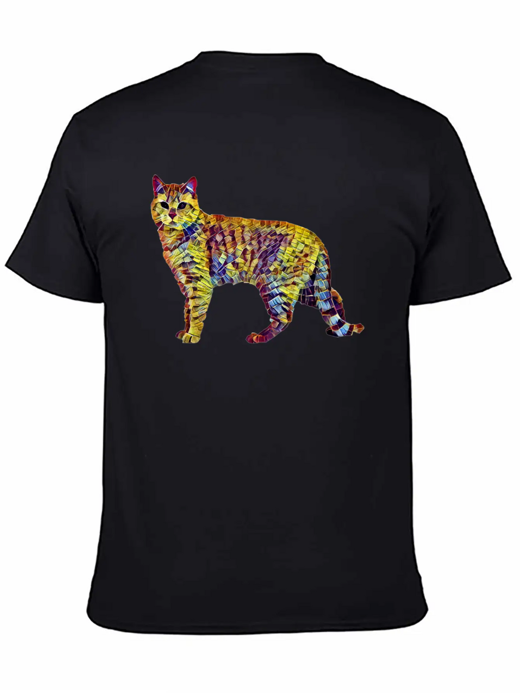 Mosaic Cat Breathable Soft Cotton T-Shirt – Timeless Casual Look