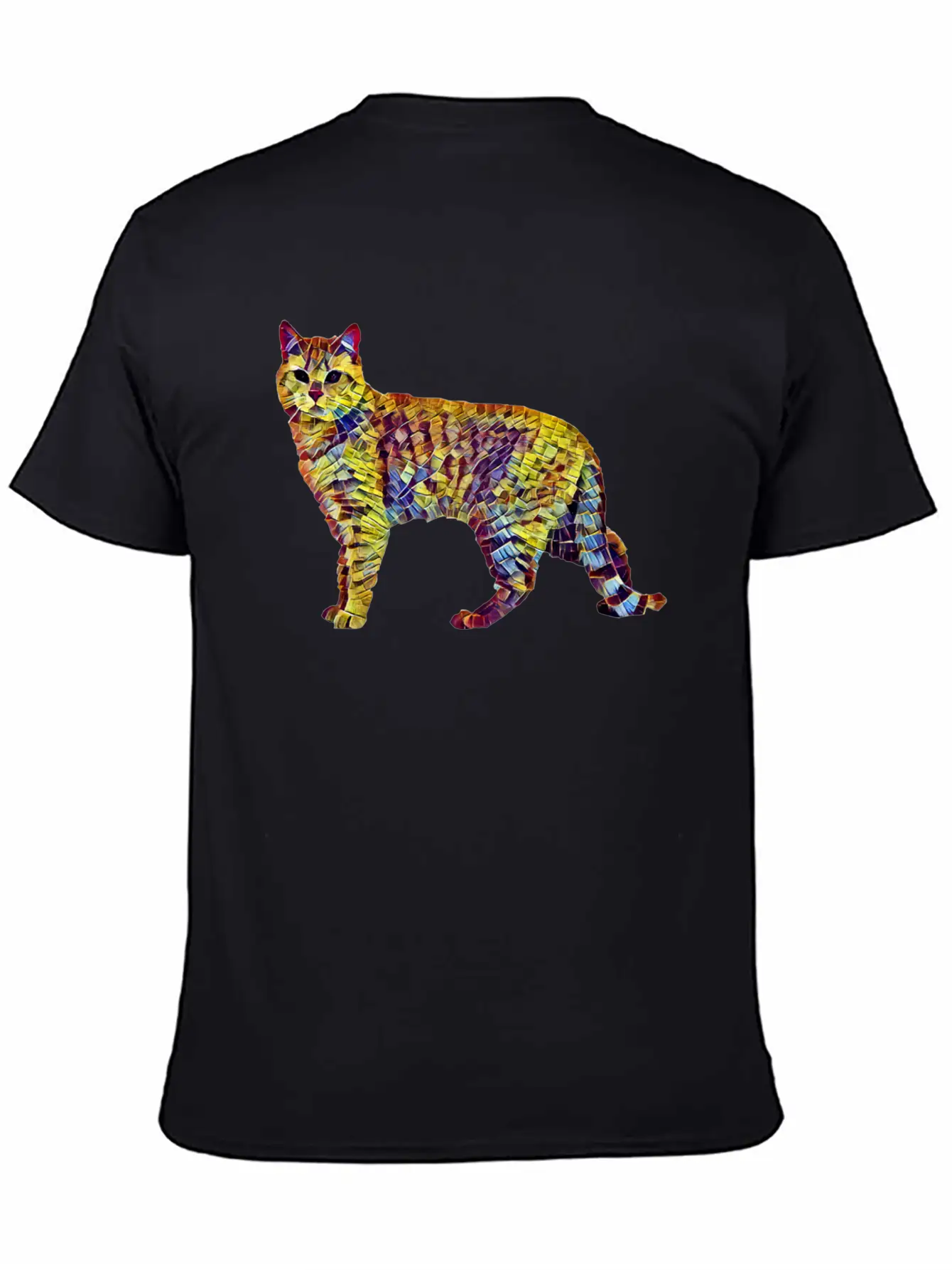 Mosaic Cat Breathable Soft Cotton T-Shirt – Timeless Casual Look
