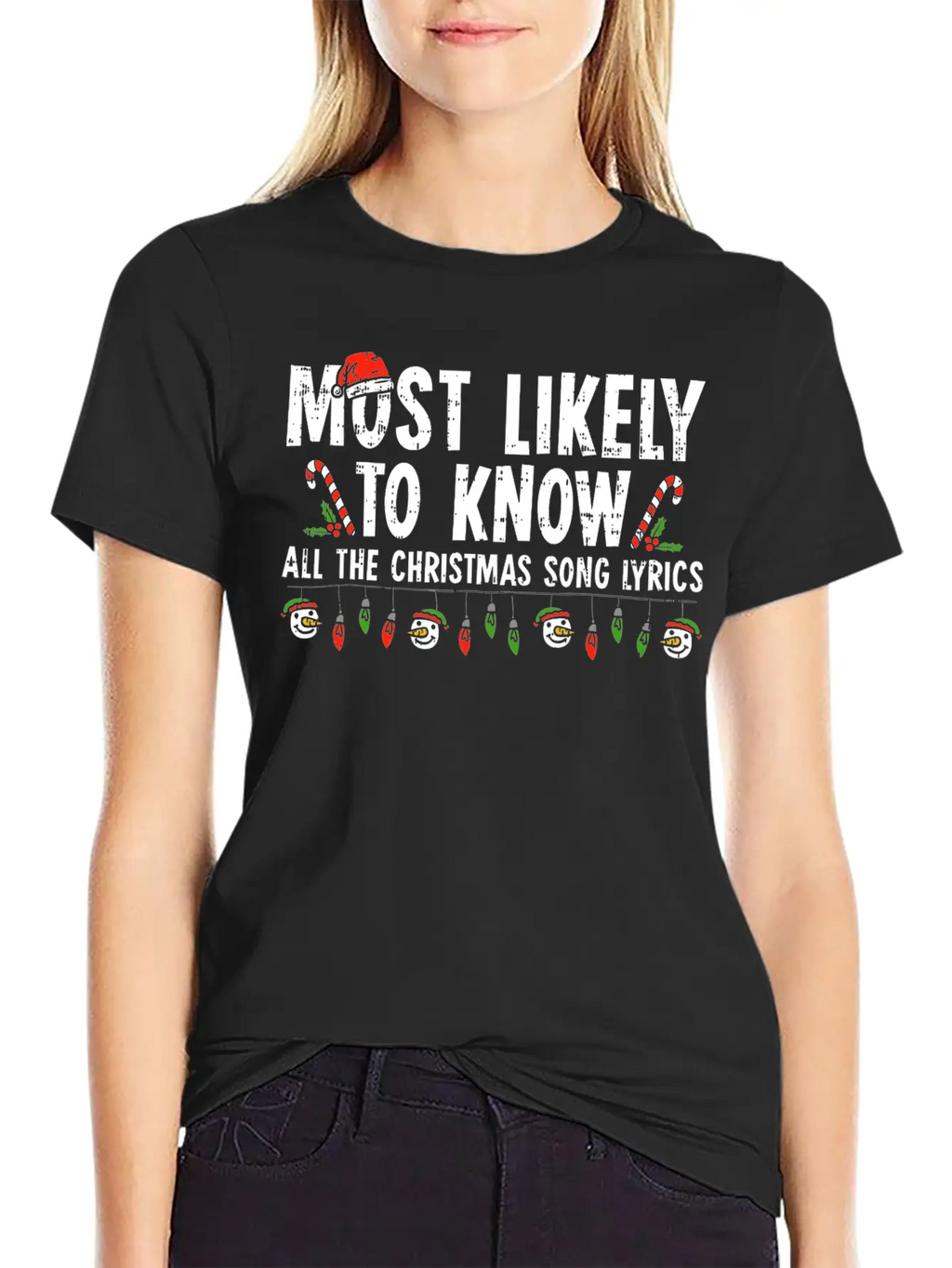 Most Likely To Know All The Christmas Song Lyrics Breathable Soft Cotton T-Shirt – Timeless Casual Look