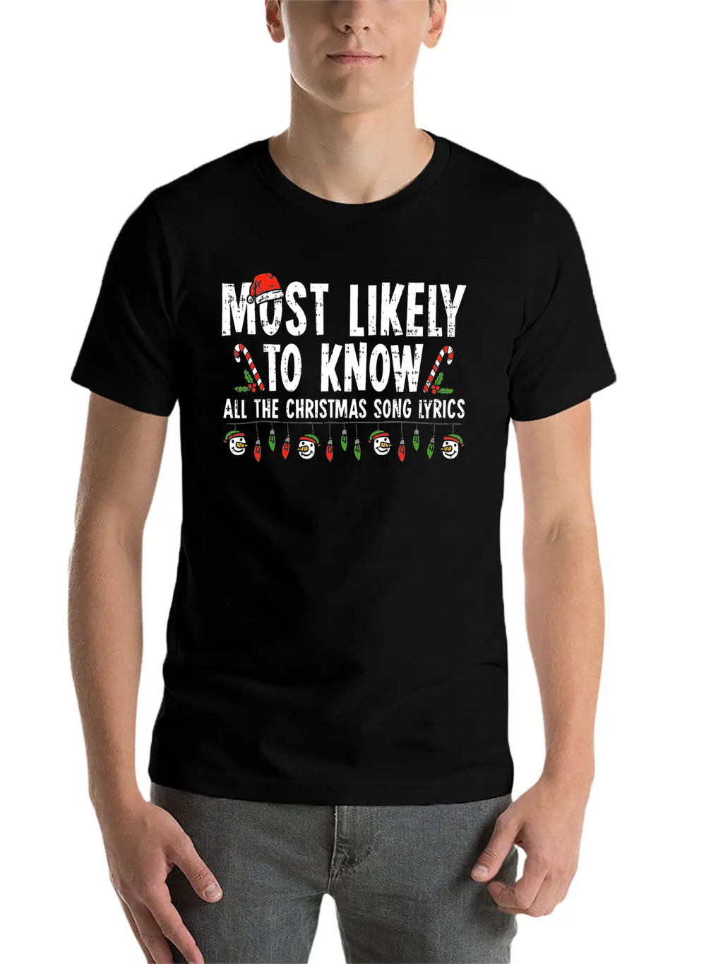 Most Likely To Know All The Christmas Song Lyrics Breathable Soft Cotton T-Shirt – Timeless Casual Look