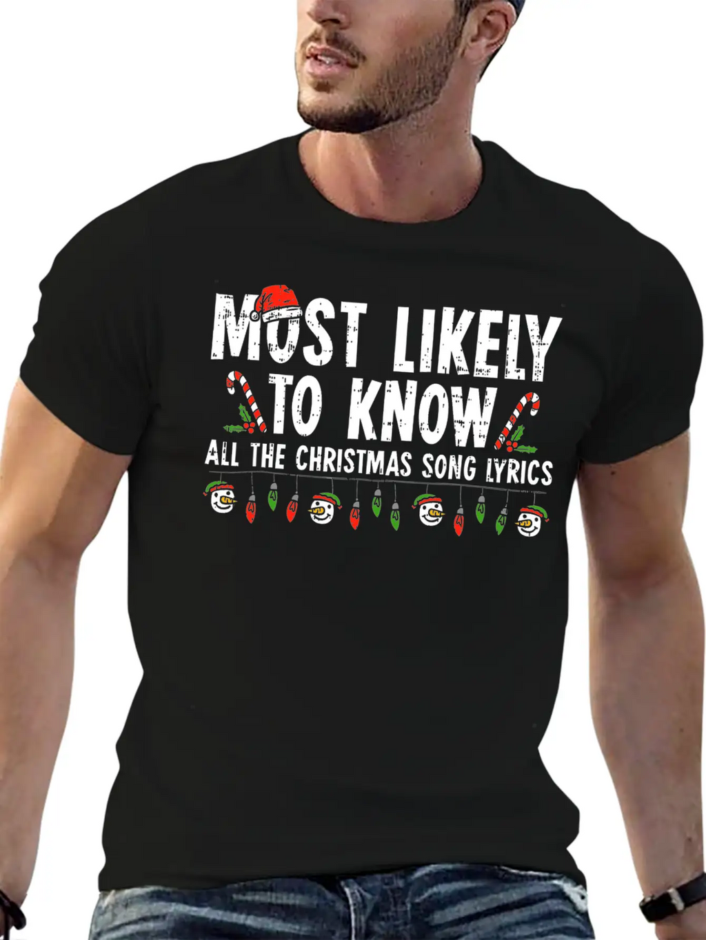 Most Likely To Know All The Christmas Song Lyrics Breathable Soft Cotton T-Shirt – Timeless Casual Look