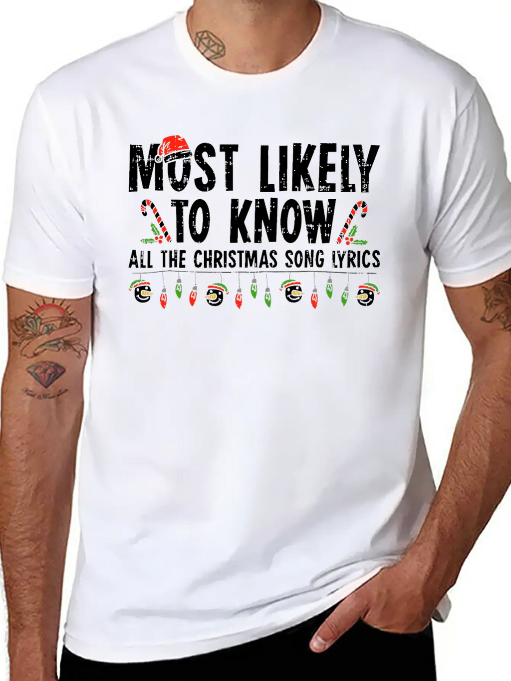 Most Likely To Know All The Christmas Song Lyrics Breathable Soft Cotton T-Shirt – Timeless Casual Look