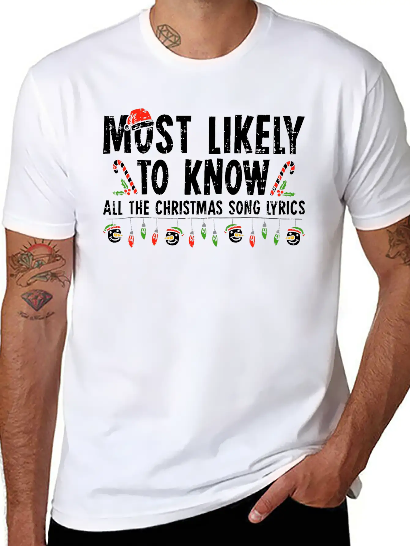 Most Likely To Know All The Christmas Song Lyrics Breathable Soft Cotton T-Shirt – Timeless Casual Look