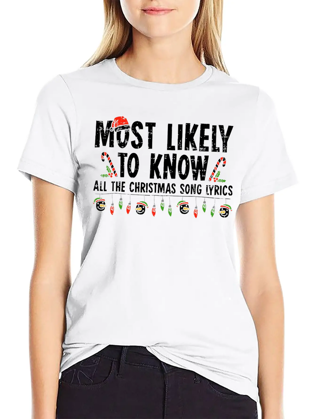 Most Likely To Know All The Christmas Song Lyrics Breathable Soft Cotton T-Shirt – Timeless Casual Look