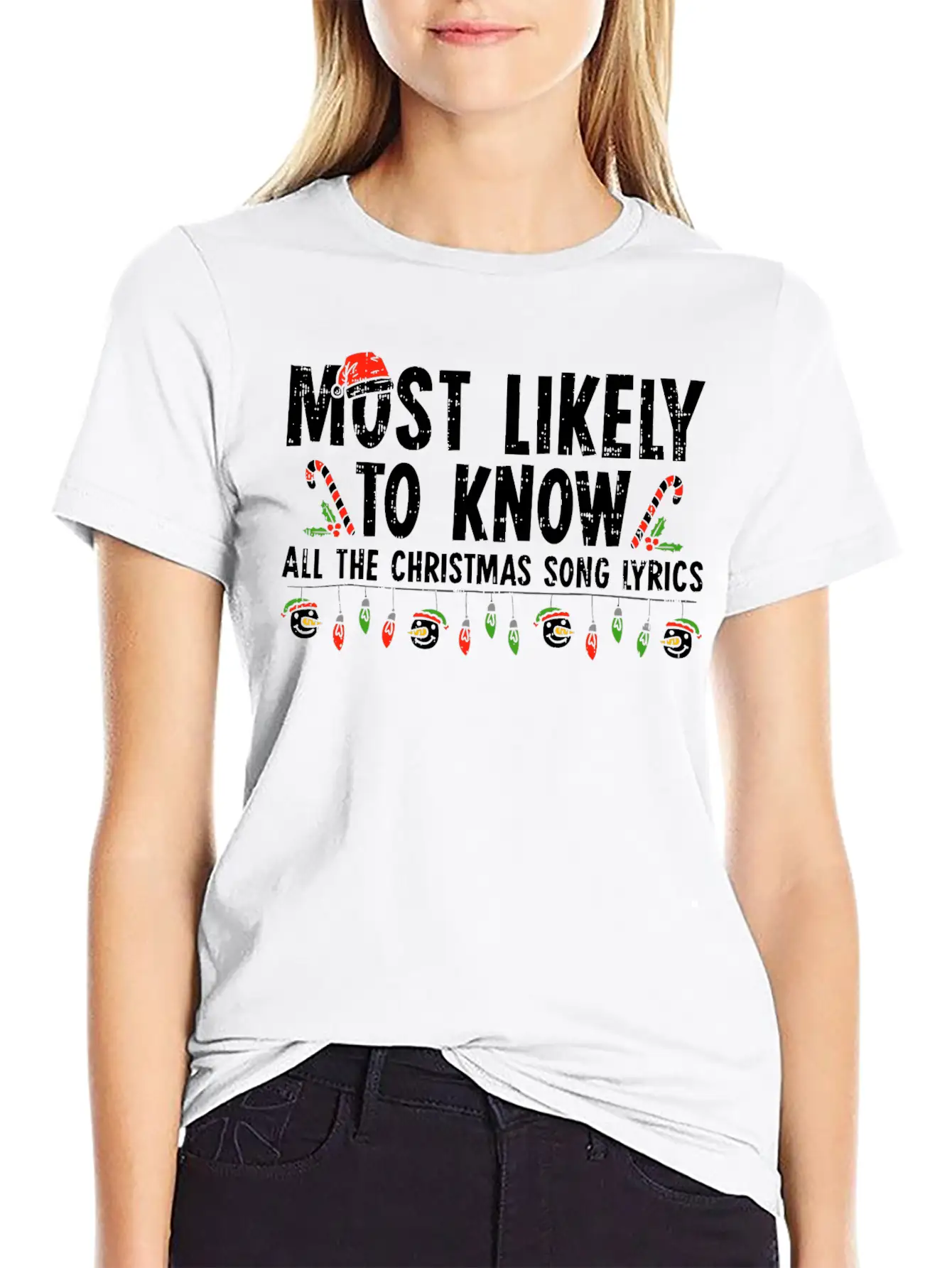 Most Likely To Know All The Christmas Song Lyrics Breathable Soft Cotton T-Shirt – Timeless Casual Look