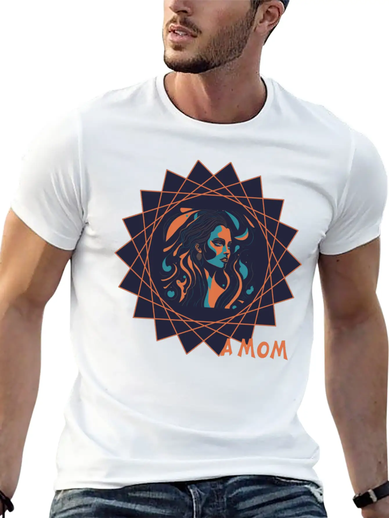 Mothers Day - Brave Mom Inside A Star - Background Stylish Everyday T-Shirt – Unisex Basic Cotton Tee